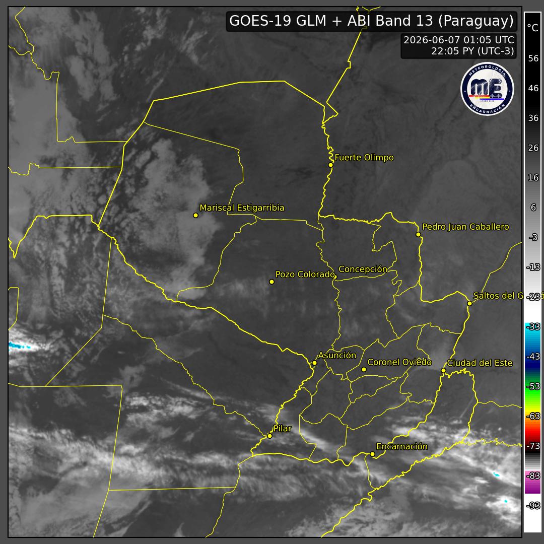Imagen de satélite actual de Paraguay